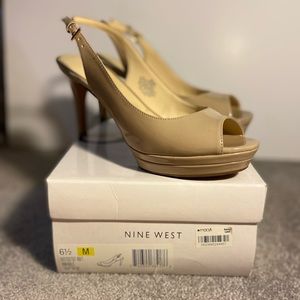 Nine West patent pumps, size 6.5, nude